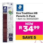 Staedtler Eco Tradiotion HB Pencils 3 Pack