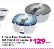 Mainstays 7 Piece Food Container Set Round Or Square-Each
