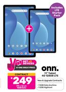 2 x Onn 11" Tablet 4G 128GB LTE-On 15GB Data