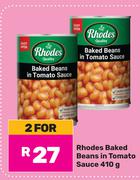 Rhodes Baked Beans In Tomato Sauce-For 2 x 410g