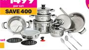 Tissolli 21 Piece Crown Stainless Steel Cookware Set (483927)-Per Set