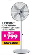 Logik 40cm Pedestal Fan White ZF-1616 (738078)