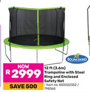 Bounceking 12Ft (3.6m) Trampoline With Steel Ring And Enclosed Safety Net 850022352/798365
