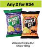 Willards Crinkle Cut Chips-For 2 x 120g