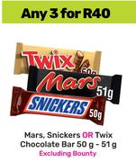 Mars, Snickers Or Twix Chocolate Bar-For 3 x 50g-51g