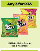 Nik Naks Maize Snacks Assorted-For 3 x 135g