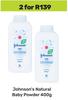 Johnson's Natural Baby Powder-For 2 x 400g