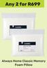 Always Home Classic Memory Foam Pillow-For Any 2