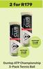 Dunlop ATP Championship 3-Pack Tennis Ball-For 2