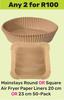 Mainstays Round Or Square Air Fryer Paper Liners 20cm Or 23cm-For Any 2 x 50's Pack