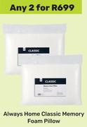 Always Home Classic Memory Foam Pillow-For Any 2