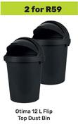 Otima 12Ltr Flip Top Dust Bin-For 2