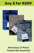 Mainstays 3-Piece Towels Set Assorted-For Any 2
