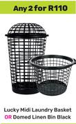 Lucky Midi Laundry Basket Or Domed Linen Bin (Black)-For Any 2