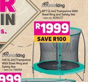 Bounceking 8Ft (2.4m) Trampoline With Steel Ring & Safety Net