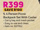 Campmaster 4 Person Picnic Backpack Set With cooler