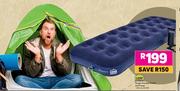 Campmaster Single Flocked Airbed & Pump