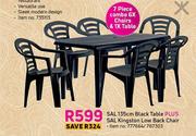 Sal 135cm Black Table Plus Sal Kingston Low Back Chair