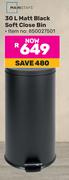 Mainstays 30L Matt Black Soft Close Bin 850027501