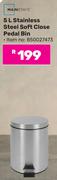 Mainstays 5L Stainless Steel Soft Close Pedal Bin 850027473