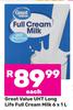 Great Value UHT Long Life Full Cream Milk-6 x 1L