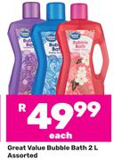 Great Value Bubble Bath Assorted-2L
