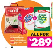 Excella Long Grain Parboiled Rice 10Kg+Golden Cloud Wheat Cake Flour 10Kg+Econo Super Maize Meal 10K