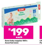 Econo Baby Nappies Assorted Sizes-100's