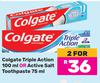 Colgate Triple Action 100ml Or Active Salt Toothpaste-For 2 x 75ml
