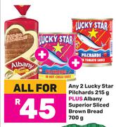 Lucky Star Pilchards 2 x 215g Plus Albany Superior Sliced Brown Bread 700g-For All