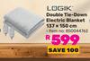 Logik Double Tie Down Electric Blanket 137 x 150cm 850044762