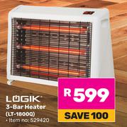 Logik 3 Bar Heater LT-1800Q 529420