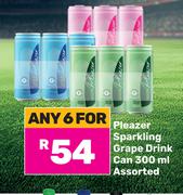 Pleazer Sparkling Grape Drink Can Assorted-For Any 6 x 300ml