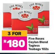 Five Roses Ceylon Blend Tagless Teabags-For 3 x 102s