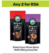 Robertsons Braai Spice Refill Assorted-For Any 2 x 200g