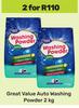 Great Value Auto Washing Powder-For 2 x 2Kg