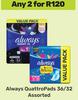 Always Quattro Pads Assorted 36/32-For Any 2