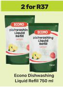 Econo Dishwashing Liquid Refill-For 2 x 750ml