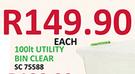 100Ltr Utility Bin Clear SC75588