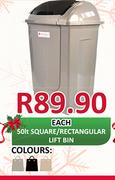 50Ltr Square/Rectangular Lift Bin