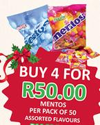 Mentos Per Pack Of 50 Assorted Flavours-For 4