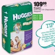Huggies Gold Slip - On Disposable Nappies Size 4-34's/Size 5-32's/Size 6-30's Each