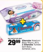 Cherubs Newborn Baby Wipes-80's & Cherubs Tumble Soft Baby Softener-20's
