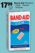 Band-Aid Plasters Clear/Plastic/Shapes- 25's Per Pack