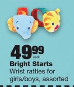 Bright Starts Wrist Rattles For Girls/Boys Assorted Each