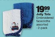 Jolly Tots Embroidered Facecloths Assorted-2-Pack