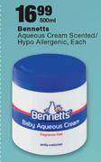 Bennetts Aqueous Cream Scented/Hypo Allergenic-500ml 