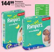 Pampers Active Baby Disposable Nappies Jumbo Pack- Per Pack