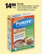 Purity Nutraflake Baby Cereal Just Add Baby's Milk Vanilla/Berry-200g Each