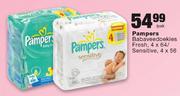 Pampers Babaveedoekies Fresh-4 x 64's/Sensitive-4 x 56's Per Pack